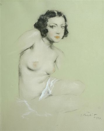 Anonimo del XX sec. Nudo di donna, 1937 Carboncini su carta, cm. 30x25 Firma...