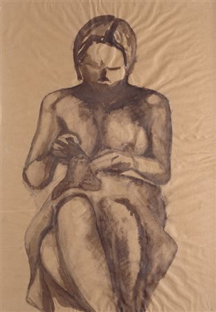 Anonimo del XX sec. Donna che cuce China su carta, cm. 100x70 € 0/0