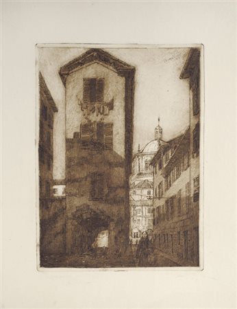 Anonimo del XX sec. Scorcio di Pistoia Acquaforte, mm. 325x290 (foglio); mm....