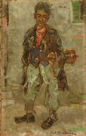 Anonimo XX sec. Violinista Olio su cartone, cm. 44x27 € 300/400