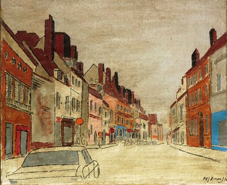 Anonimo XX sec. Auxerre, 1984 Olio su tela, cm. 50x60 Firma non leggibile in...