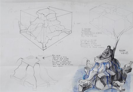 Anonimo, Progetto per un monumento Mista su carta, cm. 34x50