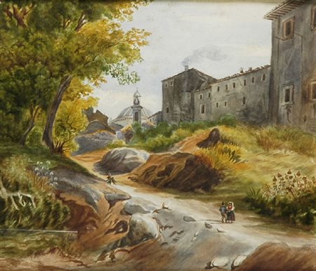 Anonimo, sec. XIX Paesaggio Acquarello, cm. 25x30