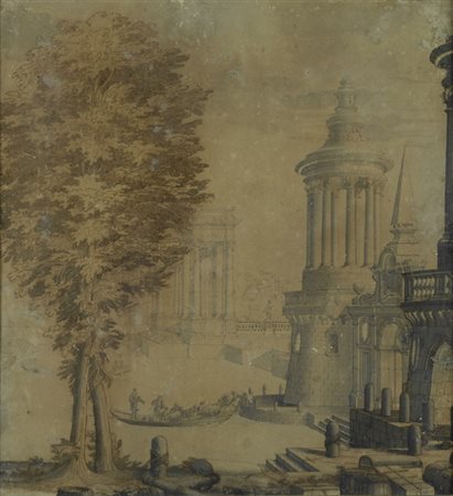 Attr. a Ferdinando Galli da Bibbiena Capriccio di architetture e figure China...