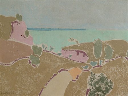 Mario Augusto (Firenze, 1895 - 1941) Paesaggio, 1934 Tempera, cm. 24x31,7...