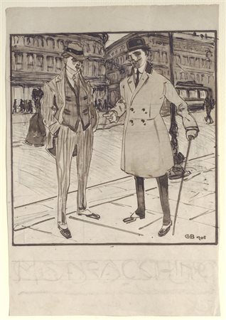 G. Baracchini Figure, 1908 China e china acquerellata su carta, cm. 31x21...