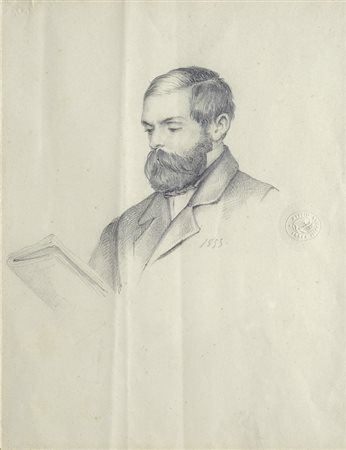 Giuseppe Bezzuoli (Firenze, 1784 - 1855) Ritratto, 1855 Matita su carta, cm....