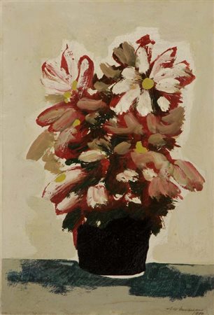 Marcello Boccacci (Firenze, 1914 - 1996) Fiori, 1950 Olio su cartone, cm....