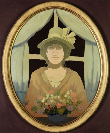 Marcello Boccacci (Firenze, 1914 - 1996) Donna pisana, 1956 Olio su tavola,...