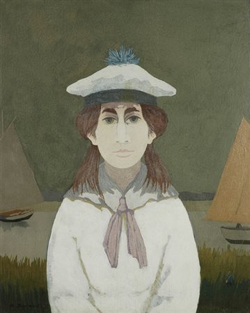 Marcello Boccacci (Firenze, 1914 - 1996) Marinaretta Encausto su tavola, cm....