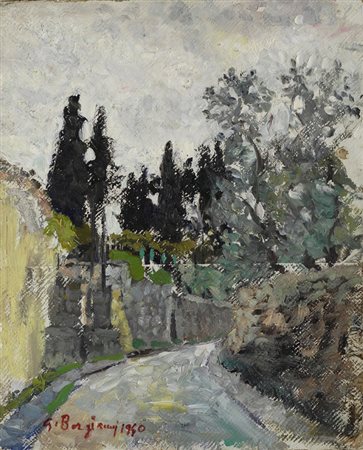 Guido Borgianni (New York, 1915 - Firenze, 2011) Via San Leonardo, 1940 Olio...