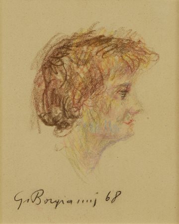 Guido Borgianni (New York, 1915 - Firenze, 2011) Volto, 1968 Pastelli su...