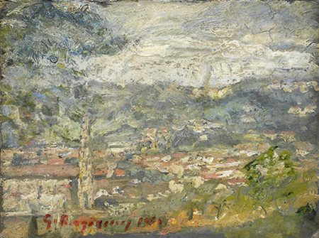 Guido Borgianni (New York, 1915 - Firenze, 2011) Paesaggio, 1940 Olio su...