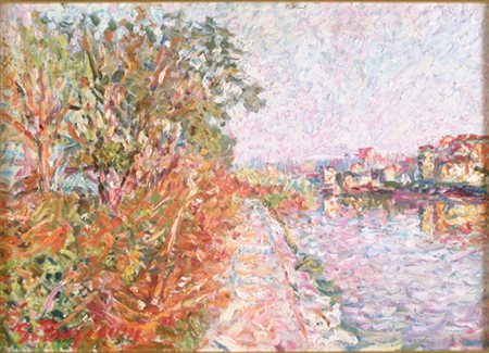 Guido Borgianni (New York, 1915 - Firenze, 2011) Paesaggio, 1976 Olio su...