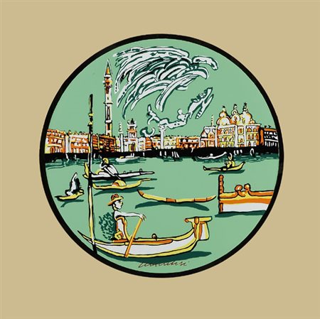 Remo Brindisi (Roma, 1918 - Lido di Spina, 1996) Venezia Serigrafia su lastra...