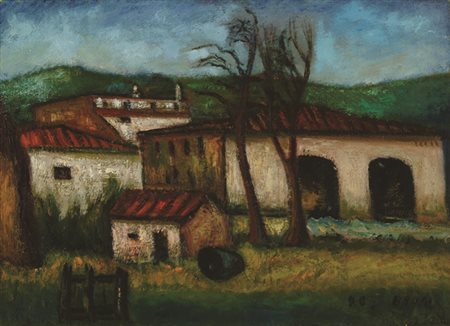 Gino Brogi (Prato, 1902 - 1989) Paesaggio, 1962 Olio su cartone telato, cm...