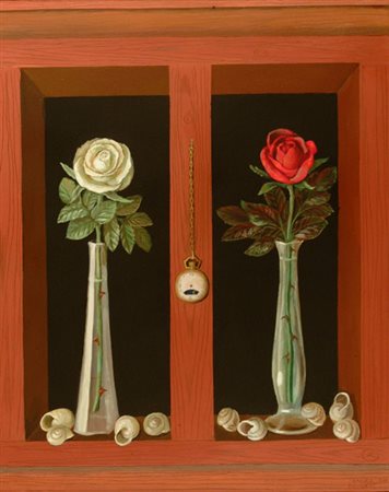 Sandra Brunetti (Roma, 1925) La guerra, 2001 Olio su tavola, cm. 50x40 Firma...