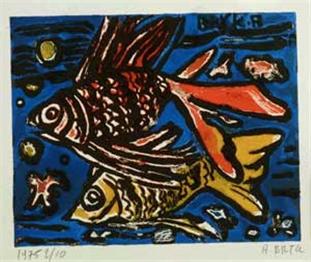 A. Bryc Pesci, 1975 Litografia, mm 200x250; es. 2/10 Firma in basso a destra,...