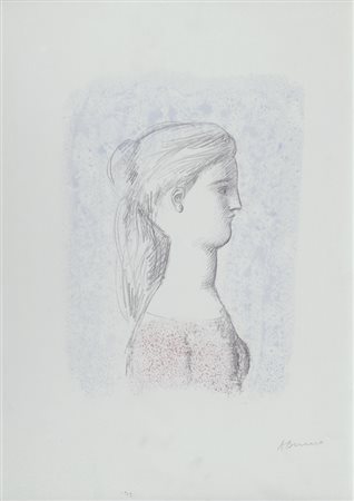 Antonio Bueno (Berlino, 1918 - Firenze, 1984) Profilo di ragazza Litografia...