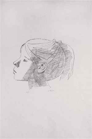 Xavier Bueno (Vera de Bidasoa, 1915 - Fiesole, 1979) Volto di bambina...