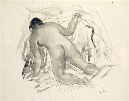 Tomaso Buzzi (Sondrio, 1900 - Rapallo, 1981) Nudo, 1930 China acquarellata su...