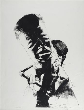 Ennio Calabria (Tripoli, 1937) Togliatti Litografia, cm 69x52,5; es. p.d.a....