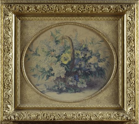 Eugene Marguerite Calmant. Fiori Acquerello su carta, cm. 46x55,5 Firma in...
