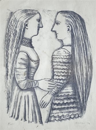 Massimo Campigli (Berlino, 1895 - St. Tropez, 1971) Senza titolo, 1952...