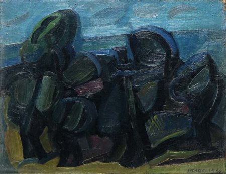 Pietro Cascella (Pescara, 1921 - Roma, 2008) Alberi, 1946 Olio su tela, cm....