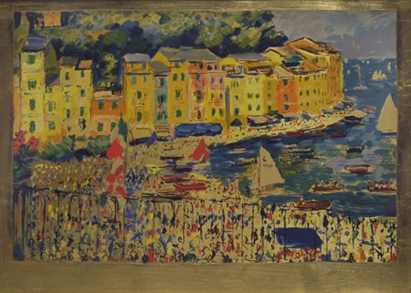Michele Cascella (Ortona, 1892 - Milano, 1989) Portofino, (1982) Serigrafia...