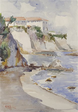 Caselli Baia, 1959 Acquerello su carta, cm. 35x24 Firma e data in basso a...