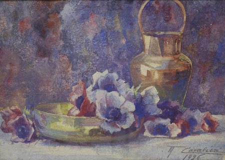 M. Cavalieri Natura morta, 1926 Tempera su cartone, cm. 31x40 Firma e data in...