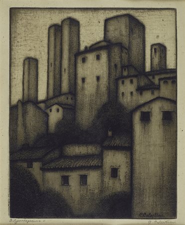 Celestino Celestini (Città di Castello, 1882 - Firenze, 1961) San Gimignano...