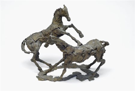 Piero Cerato (Torino, 1946) Cavalli Bronzo, cm. h. 30. Firma alla base. €...