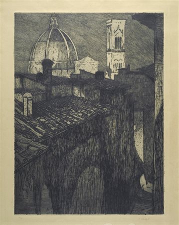 Francesco Chiappelli (Pistoia, 1890 - 1947) Turris eburnea Acquaforte...