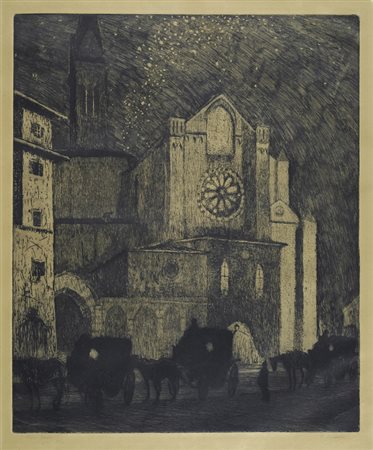 Francesco Chiappelli (Pistoia, 1890 - 1947) Santa maria Novella Acquaforte...