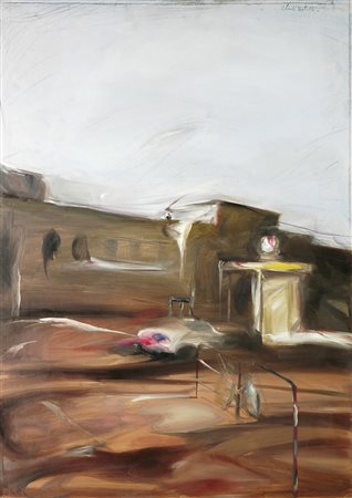 Folco Chiti Batelli (Firenze, 1932 - 2011) Paesaggio Olio su cartone, cm....