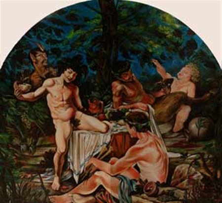 Gioacchino Cipollà Bacchino Olio su tavola, cm. 172x188 Firma e titolo in...