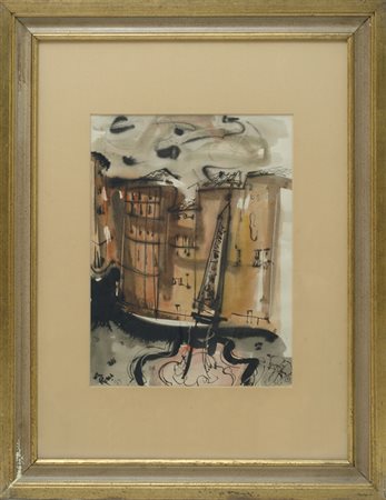 William Congdon (Providence, 1912 - Milano, 1998) Paesaggio, 1979 China su...