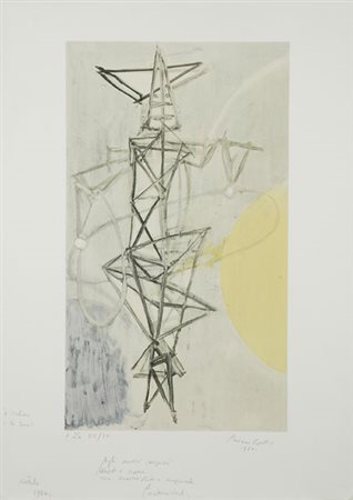 Primo Conti (Firenze, 1900 - Fiesole, 1988) Traliccio con luna Litografia,...