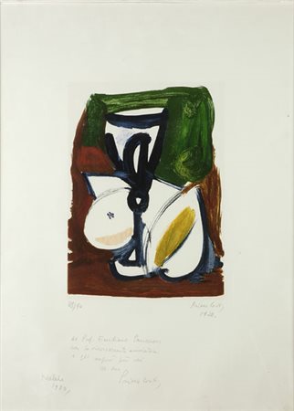 Primo Conti (Firenze, 1900 - Fiesole, 1988) Natura morta Litografia, mm....