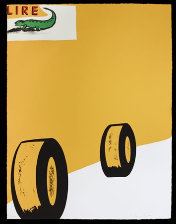 Enzo Cucchi (Morro d'Alba, 1950) Lire, 2001 Litografia, mm. 805x625,...