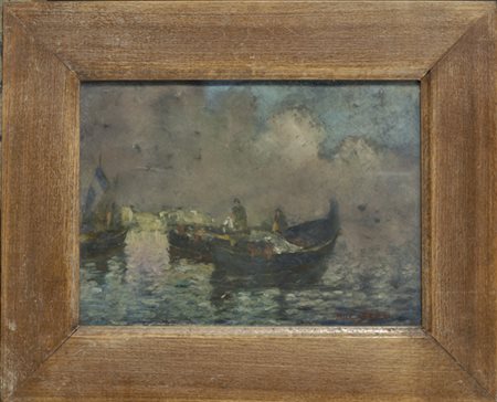 Edoardo Dal Bono (Napoli, 1841 - Napoli, 1915) Pescatori Olio su rame, cm....