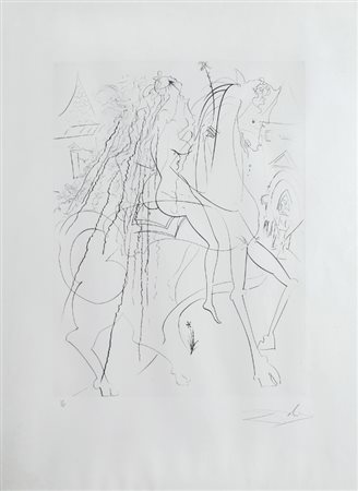 Salvador Dalì (Figueras, 1904 - 1989) Lady Godiva, 1969 Incisione e...