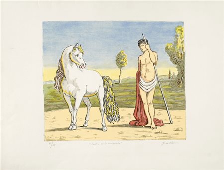 Giorgio de Chirico (Volos, 1888 - Roma, 1978) Castore ed il suo cavallo...
