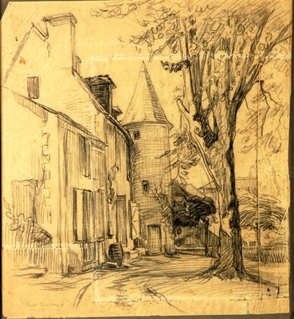 Francis Dellanger Scorcio di città Carboncino su carta, cm. 36x33 Firma in...