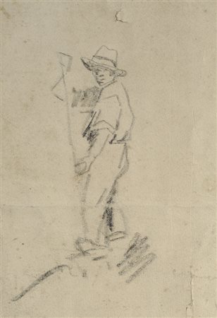 Carlo Domenici (Livorno, 1898 - 1981) Mezzadro Matita su carta, cm. 18,5x13...