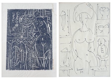 Lazzaro Donati Nudo; Nudo disteso Pennarello su carta; Xilografia, cm....