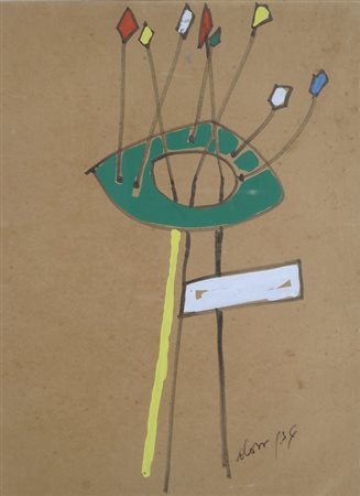 Gianni Dova (Roma, 1925 - Pisa, 1991) Senza titolo, 1954 Tecnica mista su...