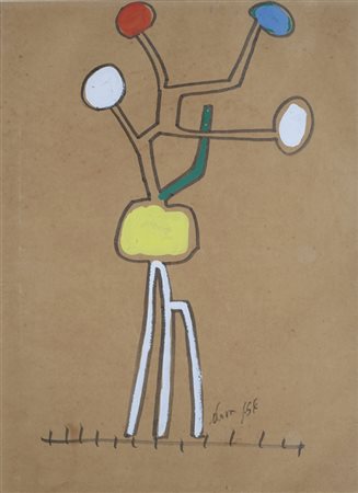 Gianni Dova (Roma, 1925 - Pisa, 1991) Senza titolo, 1954 Tecnica mista su...